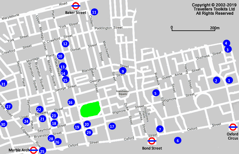 Oxford Street Hotel Map 