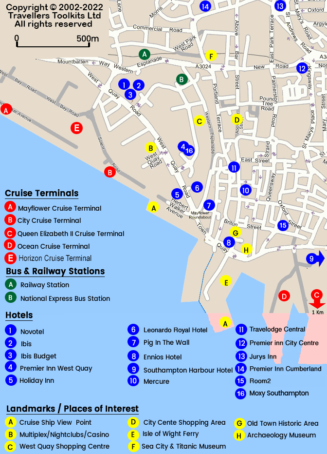 Southampton Cruise Terminals Map 