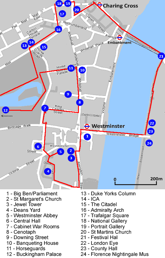 Whitehall Walk Map 