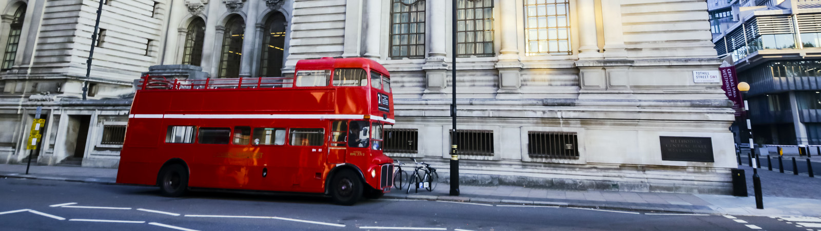 Vintage red bus tour London