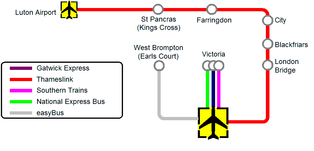 Gatwick To London - Location of London Termini Map