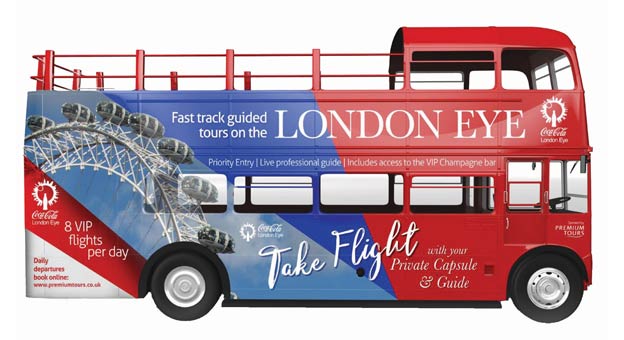 Combine London Eye with a vintage red bus tour